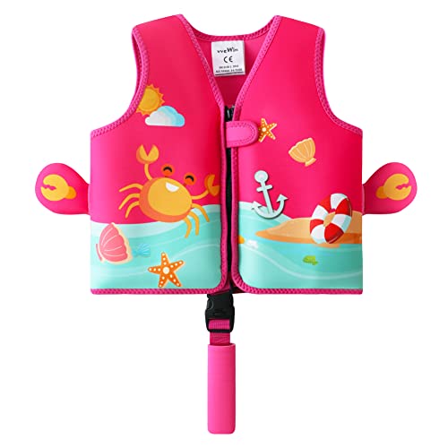 vveWin UV Neopren Schwimmweste für Kinder mit Sicherheitsschnalle Abnehmbare Schwimmer Swim Vest for Kids für Kleinkinder im Alter von 1,2,3,4,5,6,7,8 Jahren Mädchen und Jungen von vveWin