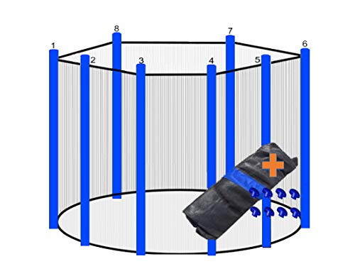 walexo Trampolin Sicherheitsnetz für 8 Stangensysteme Größen (305 cm Ø, Schwarz/Blau) von walexo