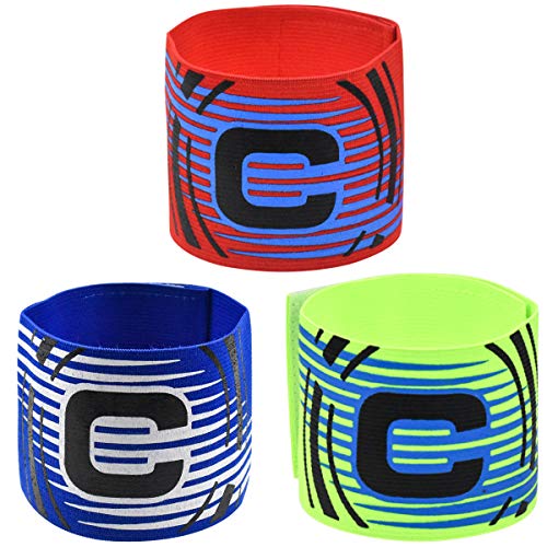 wangjiangda Kapitänsbinde Armband Multicolor Fußball Kapitänsbinde Gummizug Armband Spielführerbinde Armbinde Klettverschluss für Verstellbare Größe Kapitän Fußball für Teenagers und Adulte 3 Farben von wangjiangda