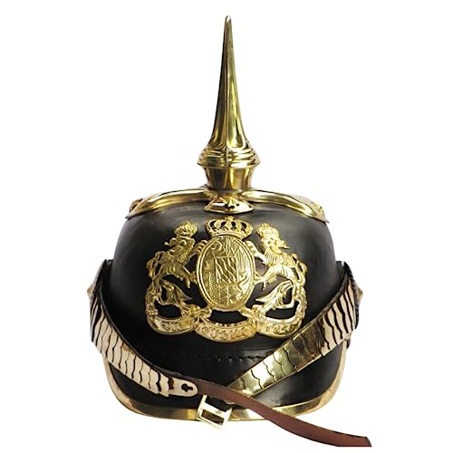Medieval Replicas Kaiserlich Deutsche Spitz Pickelhaube Offizier Helmet - Black Leather & Brass von Medieval Replicas