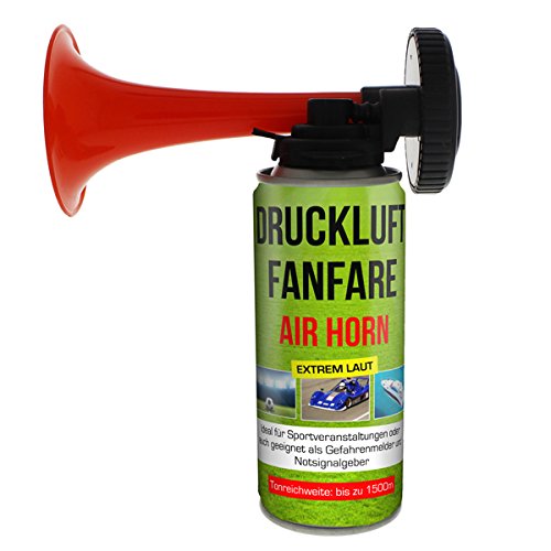 8X Druckluftfanfare Air Horn je 210ml, bis zu 60 Signale, Fanfare für Sport Veranstaltungen und als Warnsingnal, Hupe Tröte Drucklufthupe Gashupe Fantröte Airhorn Stadion Horn von weg-ist-weg.com