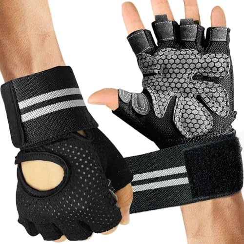 wehers Fitness Handschuhe, Gewichtheben Handschuhe Damen Herren Trainingshandschuhe, rutschfest Sporthandschuhe für Crossfit, Bodybuilding, Radsport, Gym & Krafttraining (L) von wehers