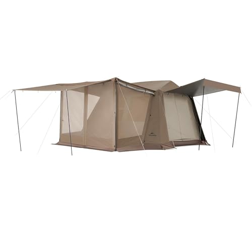 2025 Naturehike Village 2 Wohnbereich 4 Modi Campingzelt 4-6 Personen mit Baldachin SunWall, Markise, UPF 11000+ UV-Schutz, Tragbare Familienhütte Pop Up Zelt für Wandern, Strand und Reisen von windhike