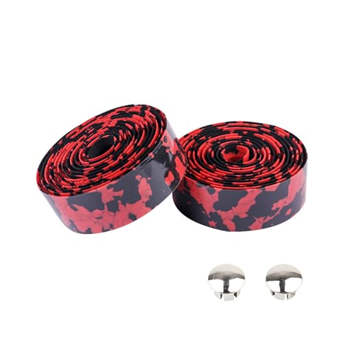 wisoolkic 2 Stück Flexibles Gummischwamm Fahrradlenkerband für Komfort mit hochdichtem Kunstleder Fahrradlenkerband, Schwarz Rot von wisoolkic
