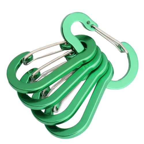 wisoolkic 5 Stück multifunktionaler Karabiner Schlüsselanhänger, Kleiner Karabiner Clip für einfaches Unterwegs, großer Karabiner Clip aus Edelstahl, glänzend, Grün von wisoolkic