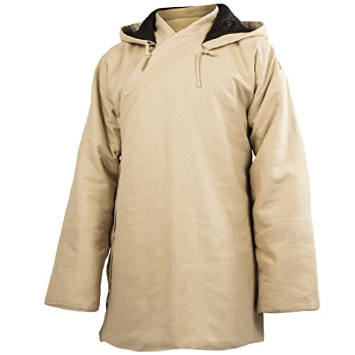 wu designs Leinen (Schwer) Kung Fu & Tai Chi Gesteppte Winterjacke mit Kapuze Langarm Beige 195 von wu designs