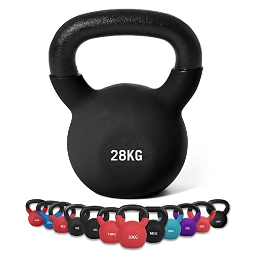 wuuhoo® Kettlebell Dwayne - Kugelhantel 2kg - 28kg aus massivem Gusseisen mit Neopren Beschichtung, Schwunghantel für dein Krafttraining, Gewichte mit Farbcodes - Fitnessgerät für Zuhause (l) 28 kg von wuuhoo