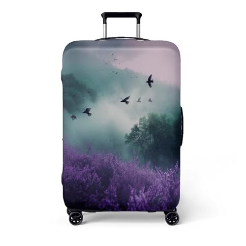 wxlmom Kofferschutzhülle L Lila Grün Waschbar,Suitcase Cover Für Kinder Und Erwachsene,Elastischer Spandex-Koffer-Protector,Koffer-Abdeckungen von wxlmom