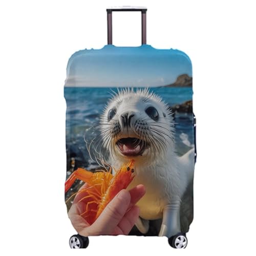 wxlmom Kofferschutzhülle XL Robben Und Garnelen Waschbar,Suitcase Cover Für Kinder Und Erwachsene,Elastischer Spandex-Koffer-Protector,Koffer-Abdeckungen von wxlmom
