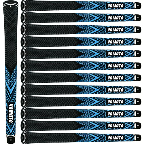 Yamato Innovative Golfschlägergriffe, 13 Stück, mittelgroß/Standardgröße, feste Allwetterkontrolle 4 Farben erhältlich (Standardgröße, blau) von yamato
