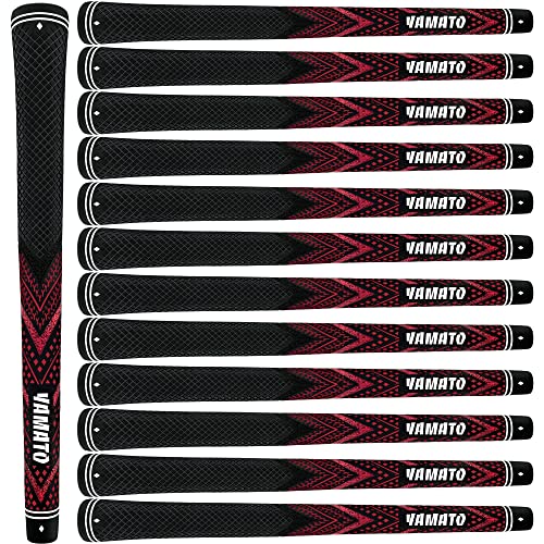 Yamato Innovative Golfschlägergriffe, 13 Stück, mittelgroß/Standardgröße, feste Allwetterkontrolle 4 Farben erhältlich (mittelgroß, rot) von yamato