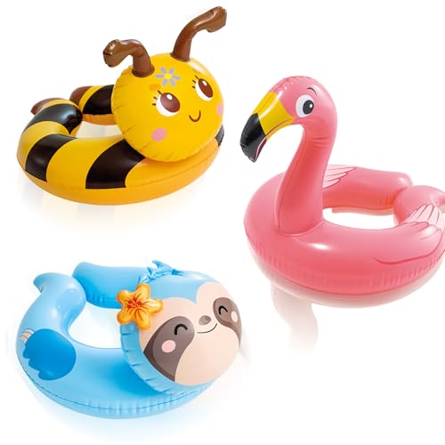 Schwimmring für kinder 2-8 Jahre,3Pcs Dicke PVC Aufblasbar Schwimmreifen Tierform Cartoon Wasserspielring,Pool Schwimmen Ring für Jungen Mädchen Sommer Schwimmbad Wasser Outdoor Spielzeug PartyZubehör von yayafunfun