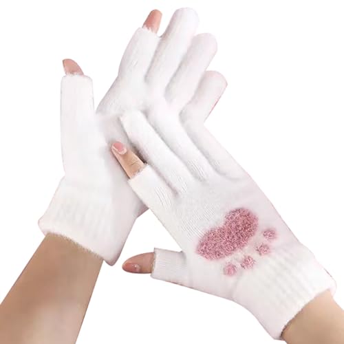 yeeplant Elastische Handschuhe für Damen, kurz, atmungsaktiv, warm, modisch, einzigartiges Pfoten-Design von yeeplant