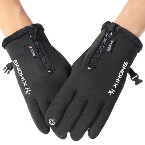 yeeplant Sportliche, modische reflektierende Handschuhe mit Reißverschluss, weich, thermisch, wasserdicht, winddicht, für den Winter von yeeplant