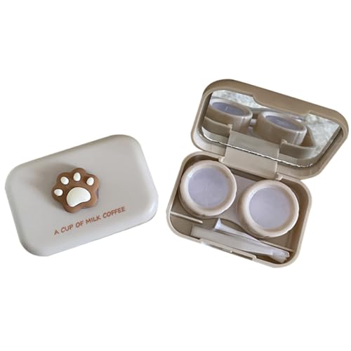 yeeplant Tragbares Mini-Kontaktlinsen-Reise-Set: niedliche, modische staubdichte Aufbewahrungsbox mit Spiegel und Werkzeugen, Khaki12, Einheitsgröße von yeeplant