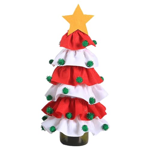 yeeplant Weinflaschen-Set mit lustigem Weihnachtsbaum-Design, weicher Flanellbezug mit Feiertags-Schutzdeckel, weiß, Einheitsgröße von yeeplant