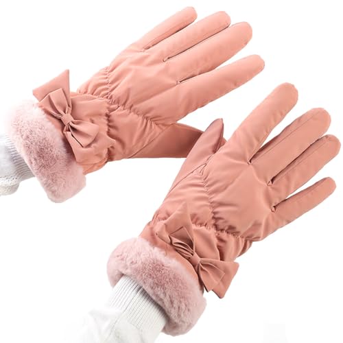yeeplant Winddichte Handschuhe mit Schleife für Winterreiten, Autofahren und Outdoor-Aktivitäten – warm, volle Finger, Damen von yeeplant