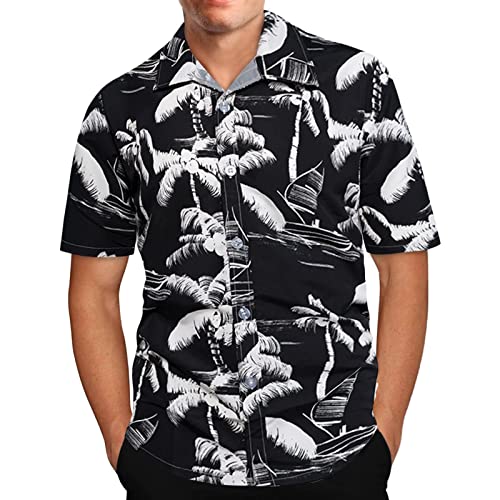 yiouyisheng Hawaii Hemd Männer Sommer Hawaiihemd Herren Kurzarm Sommerhemd Hawaii-Hemd Revers Hemden Freizeithemden Herrenshirt Kurzarmshirt Button-Down-Hemd Shirt von yiouyisheng