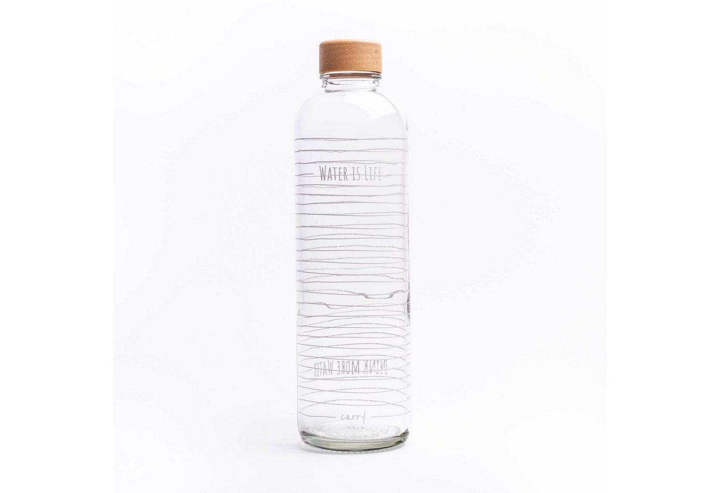 yogabox Trinkflasche CARRY 1 l WATER IS LIFE GLAS, Regional produziert von yogabox