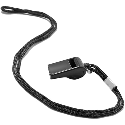 yomoe Extra Laute Sport-Outdoor-Pfeife Aus Schwarzem Kunststoff mit Trageband, Schiedsrichterpfeife Aus Metall für Den Außenbereich von yomoe