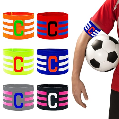 yotutun 6 Stück Kapitänsbinde, Fussball Spielführerbinde Multicolor Gummizug Fußball Armbinde Elastic Kapitäns Armbinden Captain Armband für Kinder Erwachsene Junior Viele Sportarten von yotutun