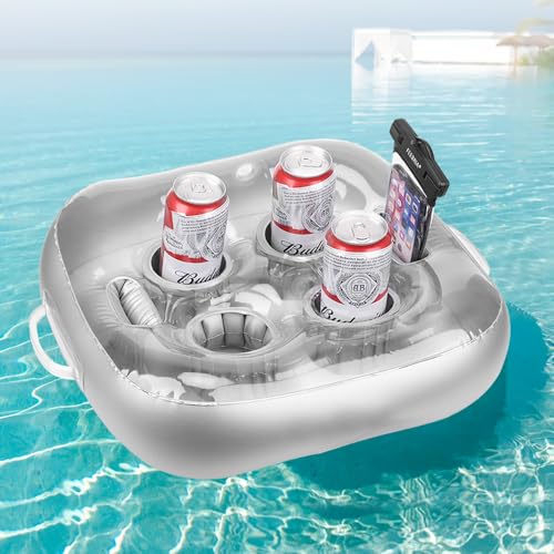yotutun Aufblasbarer Schwimmender, Pool Getränkehalter Schwimmend mit 6 Löchern Poolbar Aufblasbar Aufblasbare Poolbar Schwimmend Luftmatratze für Pool, Party, Strand und Whirlpool von yotutun