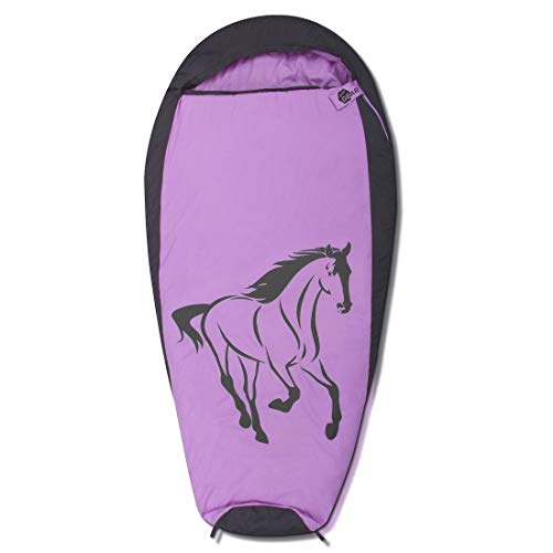 yourGEAR Kinderschlafsack Horse Mumienschlafsack 180x90 cm komfortabler Sommerschlafsack 300 g/m² Rosa Grau extra warm von your GEAR