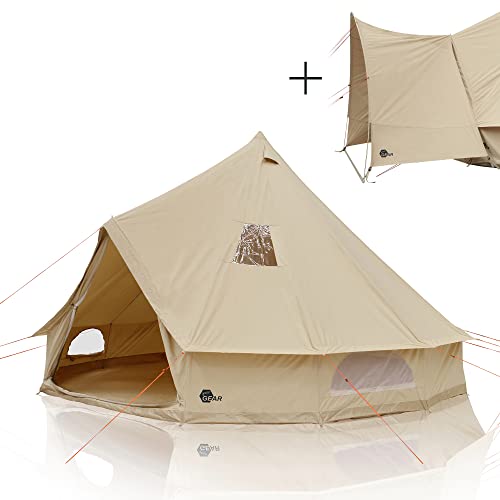 your GEAR Zelt Desert 10 Pro UV50+ Baumwolle - Campingzelt Tipi Familienzelt mit Vordach von your GEAR