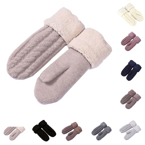 yruphome Handschuhe Damen Winter Warme Strickhandschuhe Herren Winterhandschuhe Thermo Fleece Unisex Winter Ski Handschuh Warm Gefütterte Strick Fäustlinge Faust Handschuhe Snowboard Handschuh (D) von yruphome