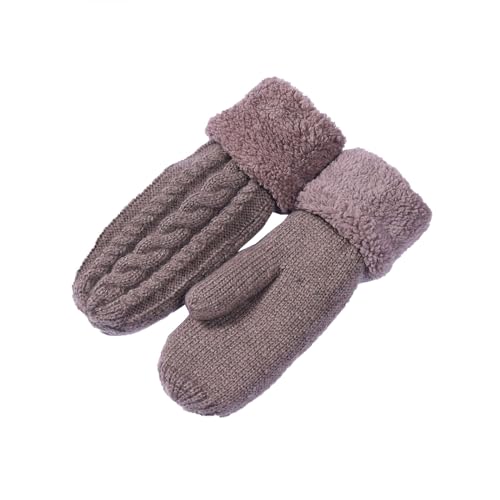 yruphome Handschuhe Damen Winter Warme Strickhandschuhe Herren Winterhandschuhe Thermo Fleece Unisex Winter Ski Handschuh Warm Gefütterte Strick Fäustlinge Faust Handschuhe Snowboard Handschuh (F) von yruphome