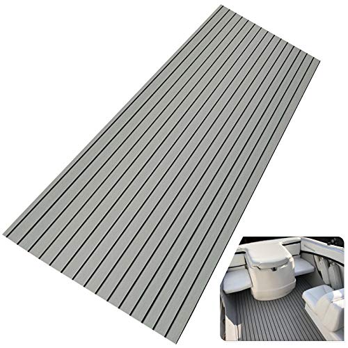 yuanjiasheng 90x240cm Eva-Schaum Deckbeschläge für Boote Yacht Marine Bodenbelag Rutschfester Teppich Mit Kleberücken,Grey Stripe Faux Teak Bodenbelag von yuanjiasheng