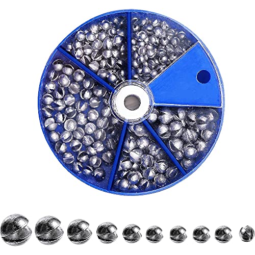 100Pcs Blei Angeln Gewichte Abnehmbares Angelgewichte,Angelblei Schrotblei Sortiment Fishing,Schrotblei Grob Fishing Lead Platinen-Set,Round Split Fishing Weights Sinkers,0.3g/0.5g/0.6g/0.8g/1g von yufana