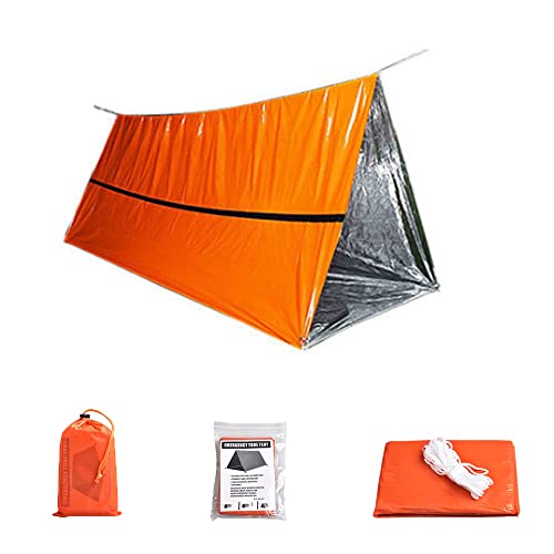 zalati Notfallzelt, Überlebensausrüstung, hält warm und trocken, mit Tragetasche, für Camping, Wandern und Erste-Hilfe-Outdoor, Orange von zalati