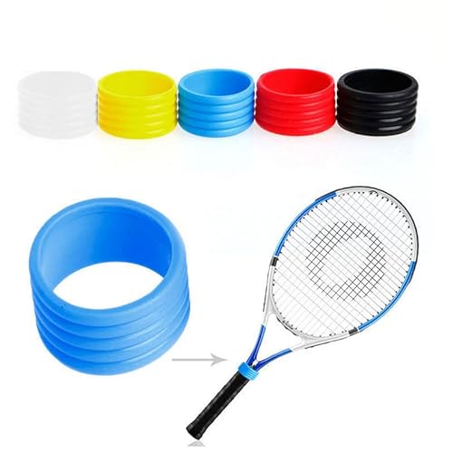 zalati Tennis-Silikon-Ring für Tennisschläger, Badminton-Griffe – mehrfarbig, 5 Stück von zalati