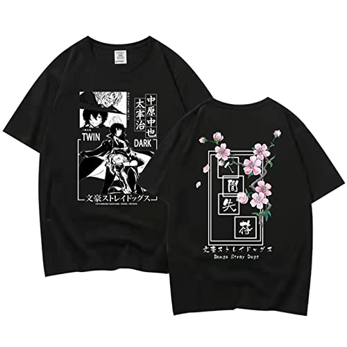 zhedu Bungo Stray Dogs T-Shirt Damen Herren Harajuku Anime T-Shirt Kurzarm Grafik T-Shirts Sommer (XXS,Color 01) von zhedu