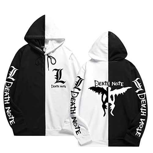 zhedu Death Note Hoodie Japanischer Anime Männer/Frauen Streetwear Pullover Harajuku Grafik Patchwork Dünne Sweatshirts Hoody (2xs-4xl) (4XL,Color 01) von zhedu