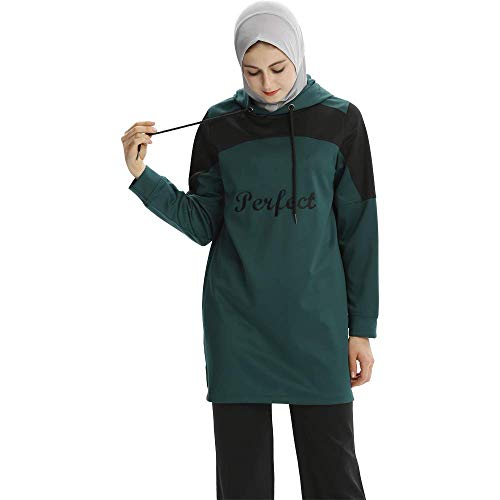 ziyimaoyi Muslimische Frauen Trainingsanzüge Casual Hoodie Tops (M, Grün) von ziyimaoyi