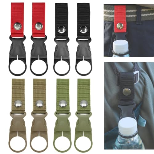 8 Stück Nylon Trinkflasche Halterung, 4 Farben Gürtel Flaschenhalter Clips, Wasserflaschen Schnallen Halter Haken mit Karabiner, für Camping, Wandern, Reisen, Angeln und Outdoor Aktivitäten von zorvixal