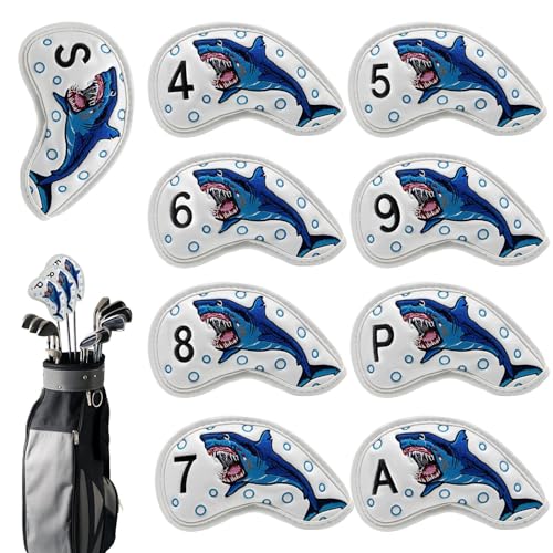 Kopfhauben für Golfschläger | bestickte Haifisch-Golfschlägerhaube, Golfschlägerhauben Set, strapazierfähiges PU-Leder, Golfschlägerhauben für Golfschläger von zwxqe