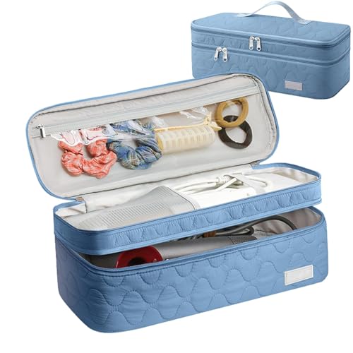 Reisetasche, stilvolle Reisetasche, tragbare Haarstyling-Werkzeugtasche, doppellagige Aufbewahrungstasche, tragbarer Organizer mit mehreren Fächern für Reisen und Zuhause, blau, Refer to von zwxqe