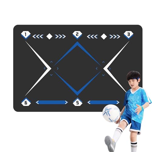Fußball-Fußschritt-Trainingsmatte, 90 x 60 cm, rutschfest, geräuschlos, verbessert Gleichgewicht, Koordination und Kraft von zwxqe
