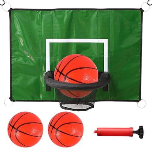 Trampolin-Basketballaufsatz – Trampolin-Basketballkorb mit Pumpe & 3 Basketbällen | Wasserdichter Basketballaufsatz für Kinder, Erwachsene, Basketball-Liebhaber von zwxqe